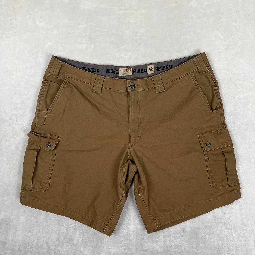 RedHead Cargo Shorts Mens 42 Brown Canvas Relaxed Fit 10 Inseam Utility Pockets